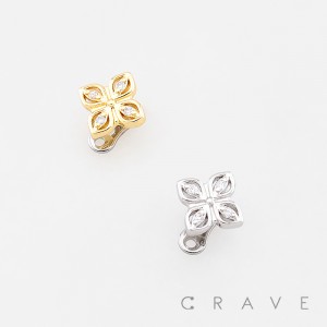 3D FRASERA FLOWER CLOVER QUATREFOIL DERMAL SET 316L SURGICAL STEEL
